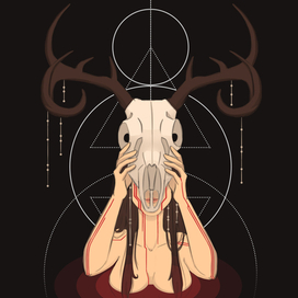 Девушка с черепом оленя