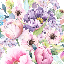 Акварельные иллюстрации цветов для различных заказов