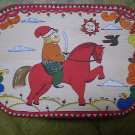 Богатырь. Скамейка росписная