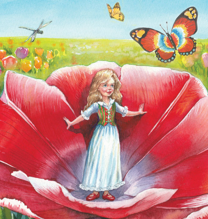 Иллюстрация для упаковки печенья. Дюймовочка. Фрагмент.