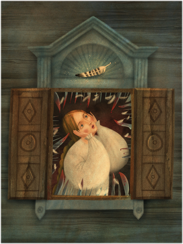 Иллюстрация к сказке "Пёрышко Финиста ясна сокола" для сборника русских сказок издательства Лабиринт Пресс