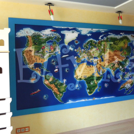 Готовая карта мира у клиента на стене