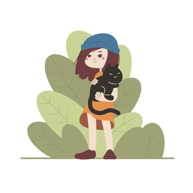 Girl with cat