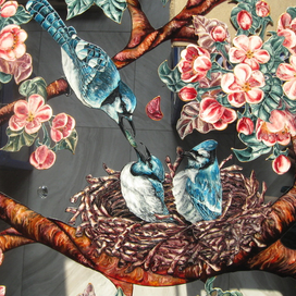 Птички.Роспись по стеклу.