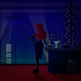 Девушка у барной стойки