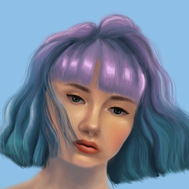 Девушка с синими волосами 