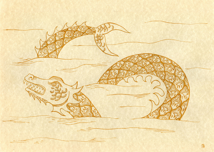 Древний золотой морской монстр