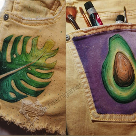 Роспись шорт "Тропики". 