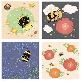 Набор детских иллюстраций с пчелками