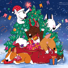 Рождество и Бультерьеры