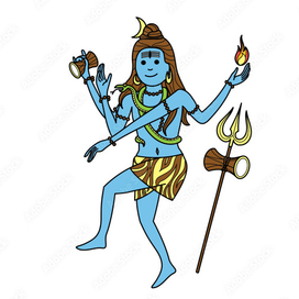 Четырёхрукий индийский Бог Шива танцует танец Тандава.