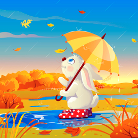 Зайка под дождем