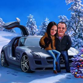 зимний шарж