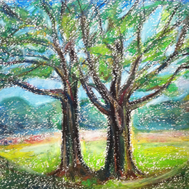 Счастливая пара в саду в солнечный день