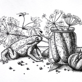 Натюрморт с лягушкой