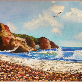 Морской пейзаж с чайкой