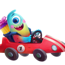 Няшка/Машина (иллюстрация к игре "Гонка Няшек")