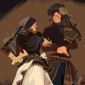 Танцоры. Иллюстрация к спектаклю "Демон"