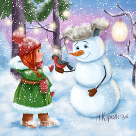 Снеговик и девочка