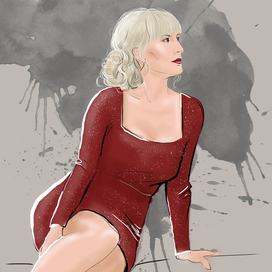 женщина в красном