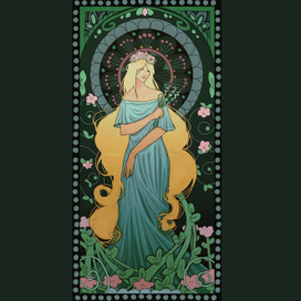 хуманизация весны в стиле Альфонса Мухи