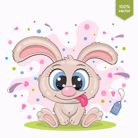 Маленький мультяшный кролик.