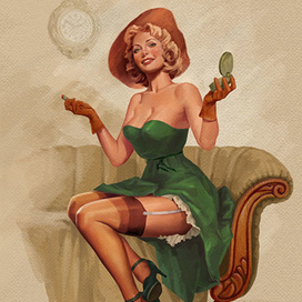 Рекламная иллюстрация в стиле Пин Ап