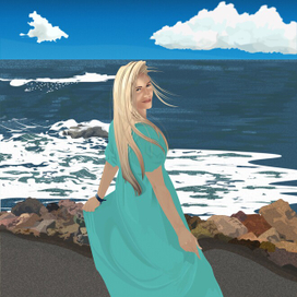 Девушка на море 