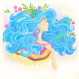Magic girl with blue hair