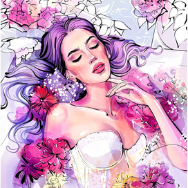 Девушка в пионах