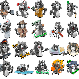 Стикеры "Енот Геннадий"