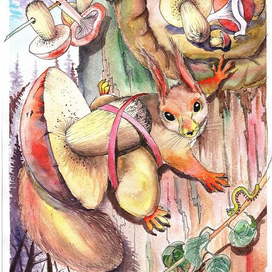 Белка и грибы