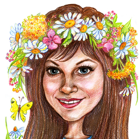 Шарж-портрет по фотографии "Романтичная"