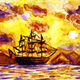 Закат на море