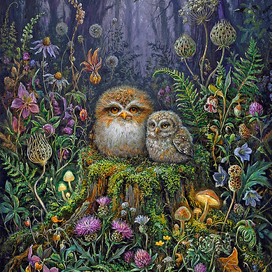 Совушки на пне