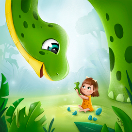 Динозавры с девочкой