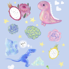 Стикерпак "Динозавры и звезды"