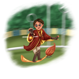 Книжная иллюстрация Гарри Поттер на метле 