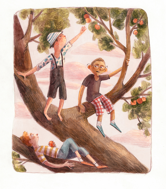 Boys on the apple tree