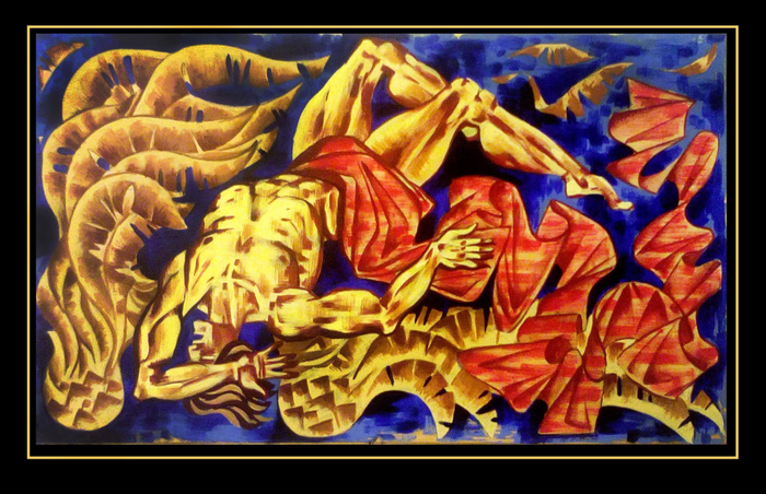 "Икар" бумага, акрил, 68х39 см, 2016г.Серия "Мифы и легенды древней Греции".