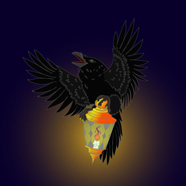 Ворон с фонарем (+фон)