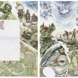 Ханс К. Андерсен "Гадкий Утёнок" (разварот на 2-3 страницу)