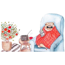 Мопс в кресле 