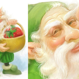 Гном с клубникой. Эскиз персонажа