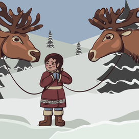 Якутяночка с оленями