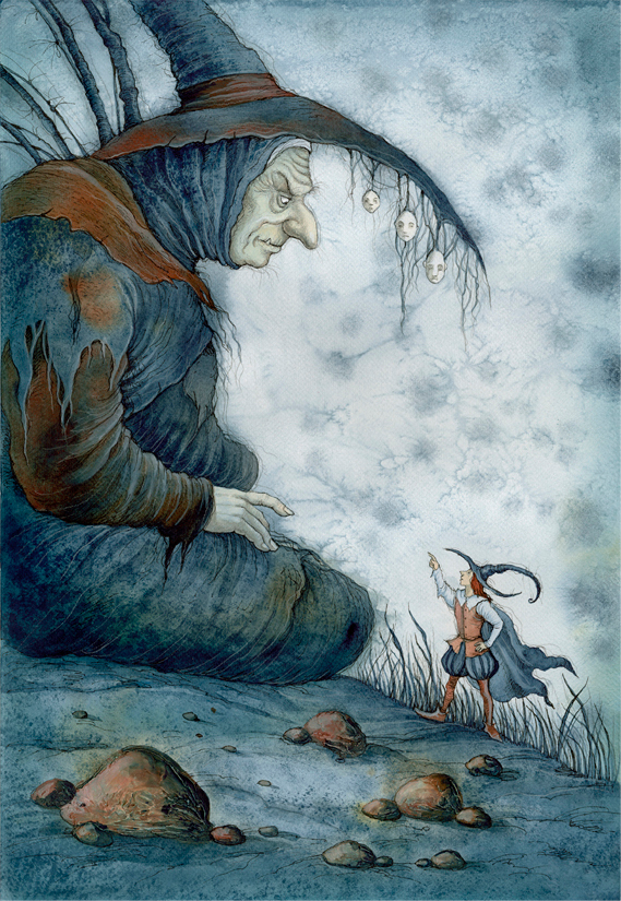 Сказка Братьев Гримм "Храбрый портняжка" тушь ,перо ,акварель 2011