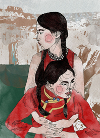 две девушки в костюмах