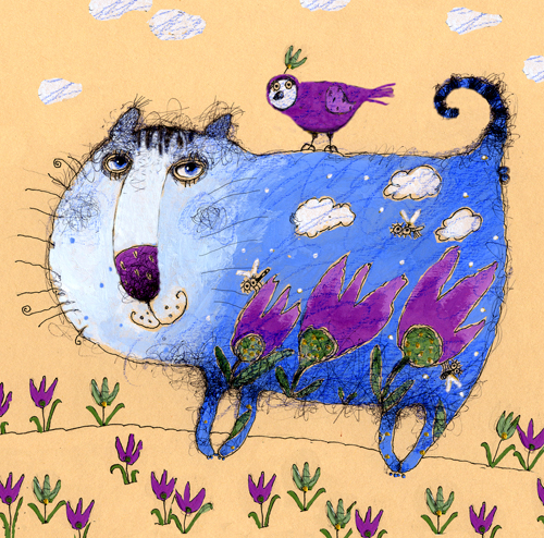 кот и птичка