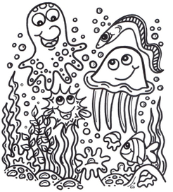 Разукрашка детская на морскую тему