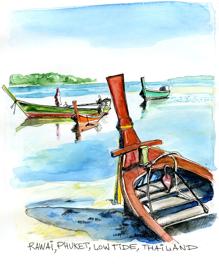 Равай, о. Пхукет. Рыбацкие лодки в отлив